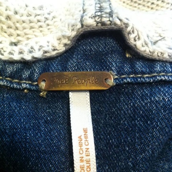 FREE PEOPLE Knit Hooded Denim Jean Jacket Deconstructed Distressed F433J138A - Picture 9 of 13